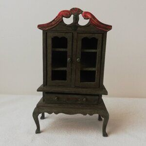 Russ Berrie Green Distressed Hutch Dollhouse Furniture